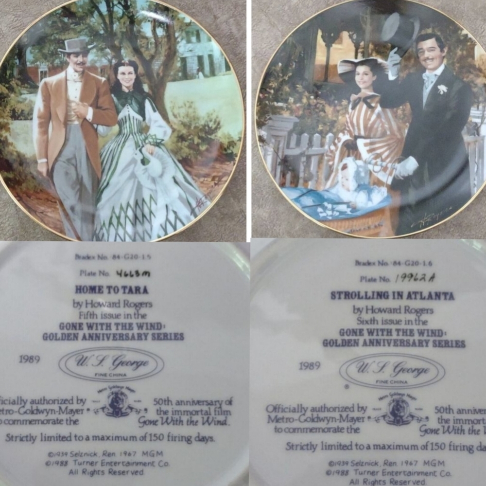 Gone with the Wind Collector Plates Set of 2
